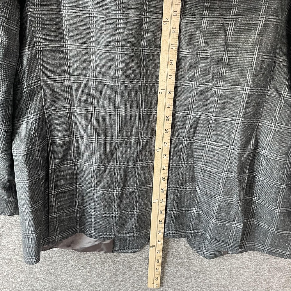 Faconnable Blazer Mens 44 Gray Check Wool Silk Linen Made Canada Sport Coat - Picture 6 of 10